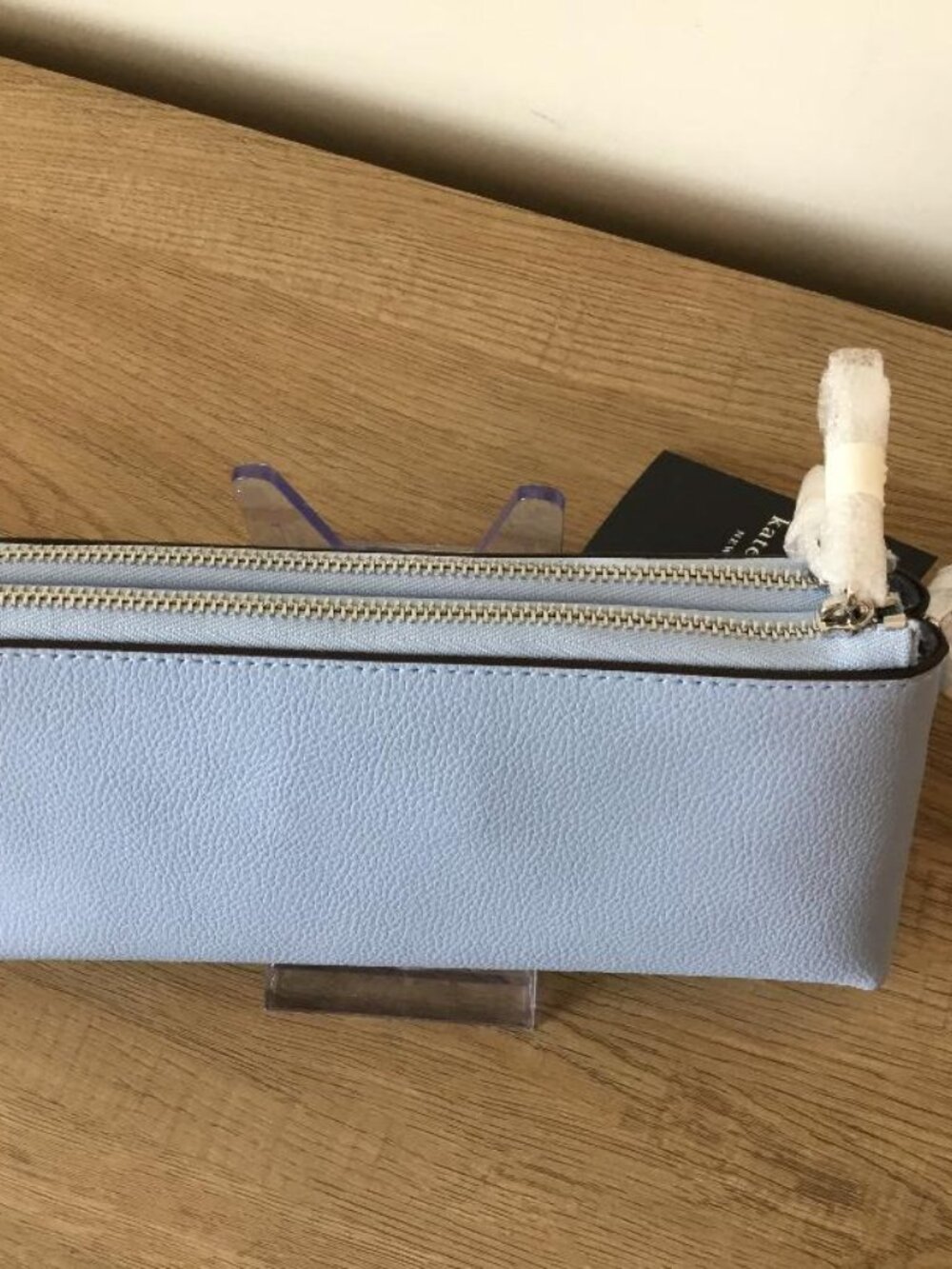 kate spade double zip wristlet in Light Blue in delicate pebbled North Star wren - Picture 3 of 6